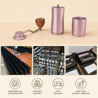 Moulin à café manuel élégant à taille incurvée, en alliage d'aluminium et acier inoxydable, avec poignée en noyer, pour café à verser – Vente directe usine OEM/ODM