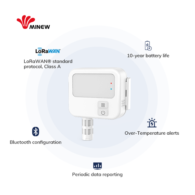 Industrial Lora Temperature Humidity Data Logger Recorder Wireless Lorawan Bluetooth Temperature Smart IoT Sensor
