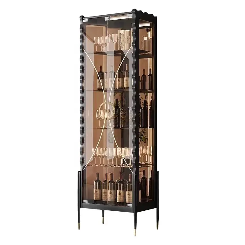 อิตาลีรอยัลโมเดิร์นไม้สแตนเลสไวน์ Vogue ออกแบบเฟอร์นิเจอร์ Vitrine แบ่งเบาแก้วห้องนั่งเล่นตู้ไวน์ WB004