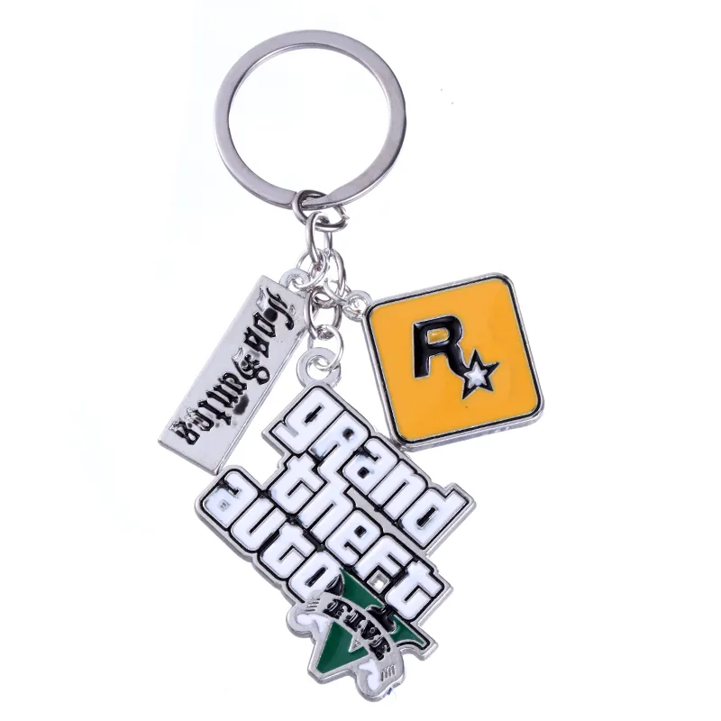 ZRM Game Grand Theft Auto 5 Keychain Men Fans Letter Key Chain Grand Theft Auto Rock Star Keying Key Buckles Car Accessory