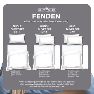 Juego de Edredón Queen de Lujo Moderno Fenden, 100% Algodón Peinado Jacquard, Sólido, 900 Hilos, Transpirable, Ultra Suave, 5 Piezas, Funda de Almohada de 43 cm - Product Image 2