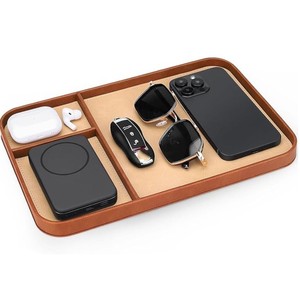 Cross-border leather bedside <b>table</b> storage tray, European minimalist desktop organizing tray for mobile phones, watches and - Product Image 4