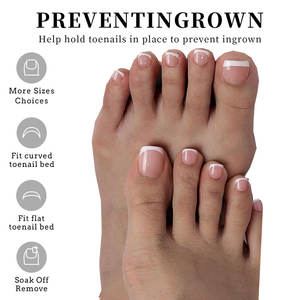 120 pièces de faux ongles d'orteils en gel souple, courts, style French, rose <span class=keywords><strong>nude</strong></span>, à presser, à retirer par trempage - Product Image 2