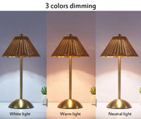 Lampe de chevet LED moderne à intensité variable sans fil, rechargeable, en métal marron, avec commande tactile