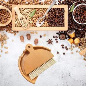 Juego de recogedor y cepillo de madera compacto y ecológico, mini escoba de mano para limpieza de escritorio, cocina y encimera - Product Image 6