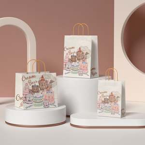 Sacs de courses en papier kraft brun et blanc classiques, durables, de qualité alimentaire, personnalisables en gros avec lamination et votre propre logo - Product Image 1