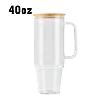 Entrepôt USA Tasse en verre de 32oz 40 oz Gobelet en verre dépoli transparent de sublimation de 40 oz avec poignée Tasse à bière en verre portable de sublimation