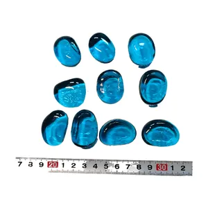 Good Price Special Shape Aqua Blue Fire Glass Pebble For Landscape Garden Glass Beads