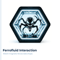 Exposition scientifique interactive sur l'interaction des ferrofluides hexagonaux, présentation éducative STEM pour les écoles et les musées scientifiques