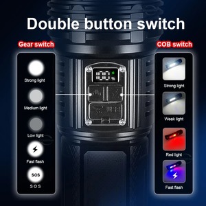 1000000LM ไฟฉาย LED ที่ทรงพลังที่สุดแบบชาร์จไฟได้ Type-c ไฟฉายระยะไกล 600M ไฟฉายยุทธวิธีสำหรับตกปลาล่าสัตว์ - Product Image 2