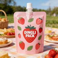 Pochette souple personnalisée avec bec verseur, sachet alimentaire pour jus sucré, emballage liquide de qualité alimentaire avec bouchon à vis