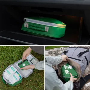 DIN13169 Estándar Personalizado Verde 258 Piezas Mini Botiquín de primeros auxilios de emergencia con suministros médicos de emergencia