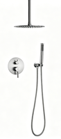 Ensemble de douche encastré en acier inoxydable nickel brossé de style moderne avec deux fonctions, douche cascade pour salle de bain