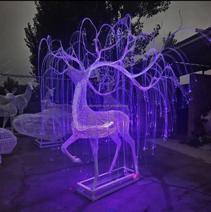 Đèn trang trí hình tuần lộc khổng lồ bằng sợi quang LED, thiết kế mới, chống thấm nước, tùy chỉnh, dùng cho trang trí Giáng sinh ngoài trời - Product Image 2