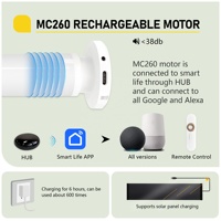Motor Inteligente Recargable con Batería de Litio de 1.2nm, Control Remoto por WiFi y Aplicación Google, para Persianas Tubulares de 25mm para Ventanas