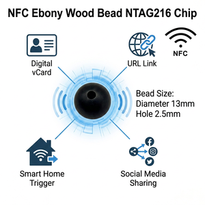 Perle NFC en Agate Naturelle et Jade avec Logo Personnalisé, Puce RFID 13,56 MHz, Trou Perforé pour Bracelet de Contrôle d'Accès - Product Image 2