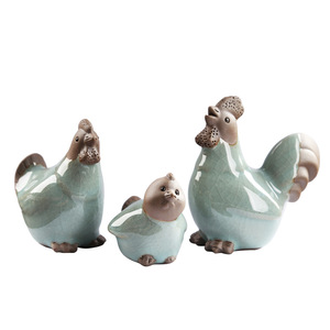 Ensemble d'ornements de poulets en céramique, trois pièces, design traditionnel, décoration de salon, accessoire pour théière - Product Image 5