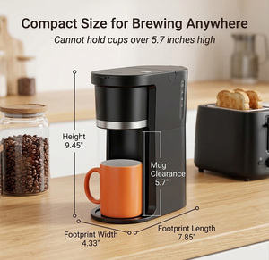 Honeyson Small <span class=keywords><strong>Single</strong></span> <span class=keywords><strong>Serve</strong></span> Koffiezetapparaat 2-in-1 Snelle Bereiding 12 Oz. K-Cup Grounds Koffiemachine Ontkalkingsherinnering Draagbaar - Product Image 3