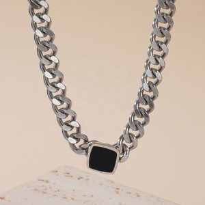 Châu Âu Mỹ mùa hè của phụ nữ thời trang mạ vàng dày phóng đại màu đen vuông xương đòn Vòng cổ tất cả các trận đấu không - Product Image 5