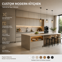 Meubles de cuisine modernes de luxe sur mesure, résistants à l'humidité et écologiques, avec grand îlot central pour maison, villa, appartement