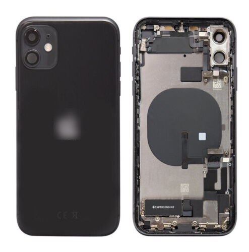 Mobile Phone Back Cover Frame Housing Full Assembly Replacement for iPhone 11 Black With Small Parts