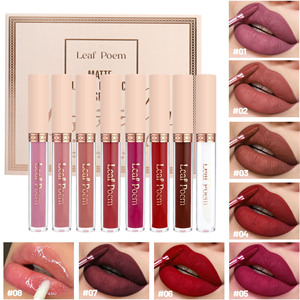 Set de brillo labial líquido mate de 8 piezas, antiadherente, de larga duración e impermeable, para maquillaje transfronterizo. - Product Image 1