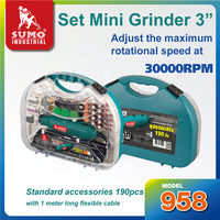 SUMO 958 Mini meuleuse électrique 33000 tr/min vitesse 190 pièces accessoires Mini meuleuse ensemble OEM/ODM pris en charge