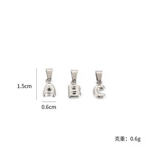 Puffy Bảng Chữ Cái Quyến Rũ | 18K PVD <span class=keywords><strong>M</strong></span>ạ Vàng Thép Không Gỉ Quyến Rũ A-Z Mini Bong Bóng Ban Đầu Thư <span class=keywords><strong>M</strong></span>ặt Dây Chuyền Cho Tự Là<span class=keywords><strong>m</strong></span> Đồ Trang Sức Là<span class=keywords><strong>m</strong></span> - Product Image 6