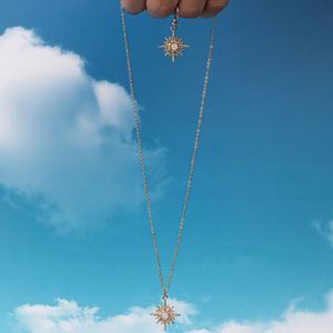 สร้อยคอจี้รูปดาวอัลลอยด์ประดับเพชรรูปพระจันทร์ ดีไซน์ทันสมัย ใช้งานได้หลากหลาย - Product Image 4