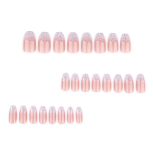 24 faux ongles à presser French Manucure, dégradé scintillant, couvrance totale, avec colle, pour usage professionnel en salon - Product Image 2