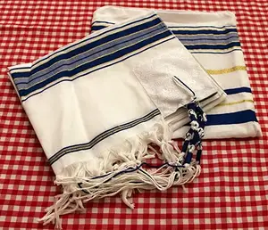 Jubah Messianic/Sajadah Tallit Biru & Emas Yahudi