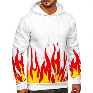 <b>Men's</b> <b>White</b> Hoodie Solid Regular Fit Casual <b>Sweatshirt</b> Sublimation Transfer Print Knitted 100% Cotton Breathable Lined Winter - Product Image 5