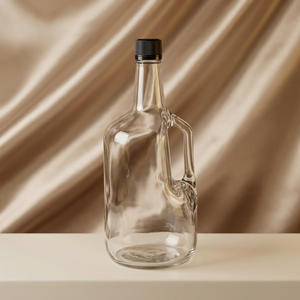 <span class=keywords><strong>Bouteille</strong></span> en verre transparente <span class=keywords><strong>de</strong></span> 1750 ml <span class=keywords><strong>de</strong></span> grande taille pour vodka Flint, <span class=keywords><strong>rhum</strong></span> nordique, avec poignée et couvercle inviolable en plastique noir - Product Image 1