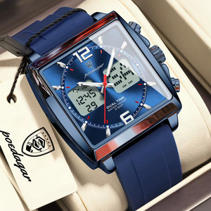 Montre carrée pour homme POEDAGAR Fashion Original, électronique, LED, alarme, chronographe, <span class=keywords><strong>quartz</strong></span>, montres pour hommes, date de la semaine, heure double, horloge pour hommes - Product Image 5