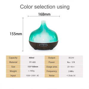 เครื่องกระจายน้ำมันหอมระเหย 400 มล. ใช้พลังงานจากยูเอสบี พร้อมไฟ LED และตัวตั้งเวลา สำหรับใช้ในบ้านและสำนักงาน - Product Image 4