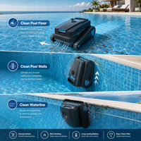 Robô de Limpeza de Piscina com Cesto de Filtro de 4L, Bateria de 5200mAh, Limpeza de Fundo, Paredes e Linha de Água para Piscinas de Vilas