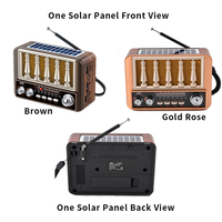Radio Portátil Retro de 3 Bandas FM/AM/SW, Bluetooth, USB Recargable/Carga DC 5V, Altavoz Solar para Uso en Exteriores/Hogar TG-2501S