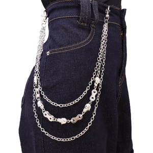 สร้อยคาดเอวโลหะหลายชั้นสไตล์ฮิปฮอปพังก์ จี้รูปหัวกะโหลก โลหะผสมสังกะสี เครื่องประดับแฟชั่นสตรีทสำหรับผู้ชาย สวมใส่สบายๆ - Product Image 2