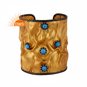 กำไลข้อมืออัญมณีสีขาวและเทอร์ควอยซ์จากเพทายสีเงินแท้925สำหรับผู้หญิง - Product Image 1