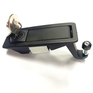 Cerradura de compresión de botón de zinc negro para armario, operada manualmente con palanca plana - Product Image 2