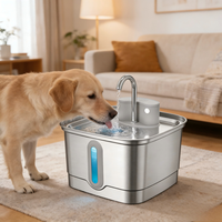 Fontaine à eau pour animaux de compagnie intelligente en acier inoxydable 3L, ultra-silencieuse, à circulation d'eau, avec batterie rechargeable, étanche IPx6, design moderne et écologique