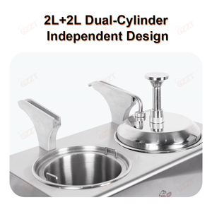 เครื่อง2L ชีส Nacho 2L 2กระบอก110V 220V เครื่องอุ่นซอสช็อคโกแลตร้อนเครื่องจ่ายชีสเชดดาร์ - Product Image 3