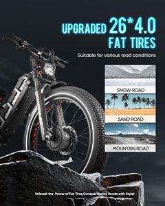 Vélo électrique hybride OEM FOB Romeo Pro 2 26*4.0/20*5.0 à pneus larges 250W, puissance personnalisée, pour adultes, usage urbain - Product Image 3