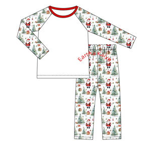 Vente en gros pyjamas personnalisés 100% polyester imprimé sublimation ensembles de pyjamas de Noël pyjamas pour bébés garçons - Product Image 3