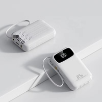 Promotion : Batterie externe à charge rapide 22,5 W, 10000 mAh, 20000 mAh, haute capacité, chargeur de voyage avec câble intégré, affichage numérique portable