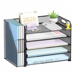 5-Tier Desk Organizer with <b>File</b> Holder Desk Organizers and Accessories Paper Organizer Mesh Desktop <b>File</b> Organizer - Product Image 1