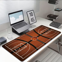 Tapis de souris étendu avec design terrain de basket, tapis de bureau, tapis de clavier pour ordinateurs portables et usage professionnel, impression haute définition