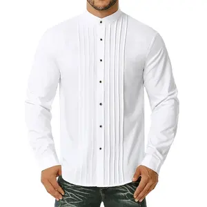 Men's Tuxedo Shirt Fashionable And Elegant Pleated Button-up Formal Shirt Suitable For Weddings Parties Balls and Dinners