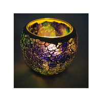 Vitrail mosaïque photophore bougeoir mosaïque bocaux en verre pour bougie coloré fissure mosaïque verre Globe photophore titulaires