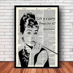Haowai OEM/ODM <span class=keywords><strong>audrey</strong></span> <span class=keywords><strong>hepburn</strong></span> chân dung vải tường nghệ thuật bán buôn retro phong cách động lực Quote Áp phích tường nghệ thuật cho trang trí nội thất - Product Image 2